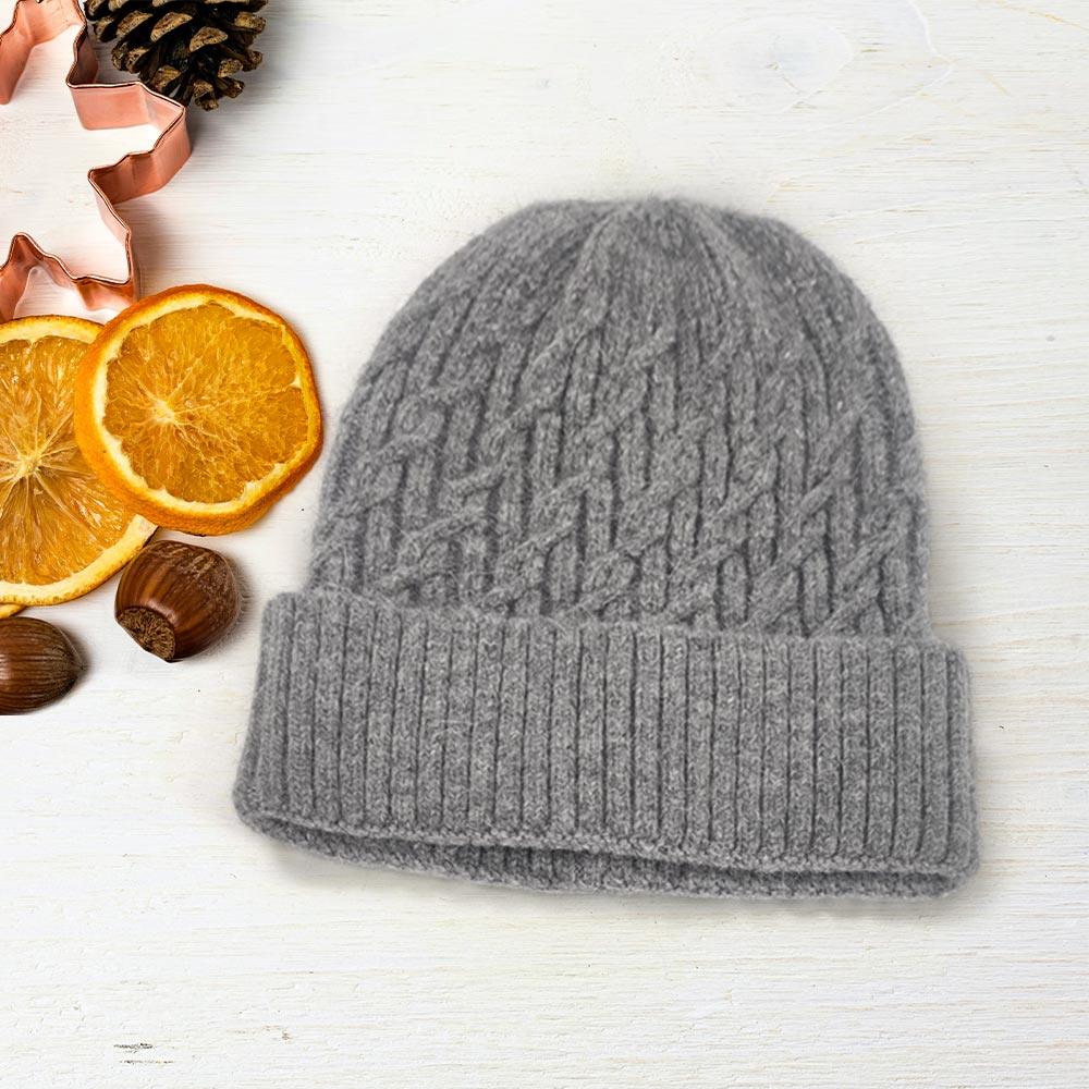 Solid Braided Knit Beanie Hat