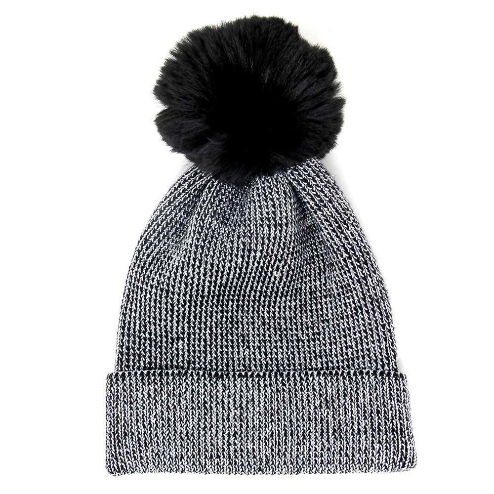 Metallic Thread Pompom Beanie Hat - Jewelry Store by Erik Rayo
