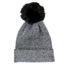 Load image into Gallery viewer, Metallic Thread Pompom Beanie Hat
