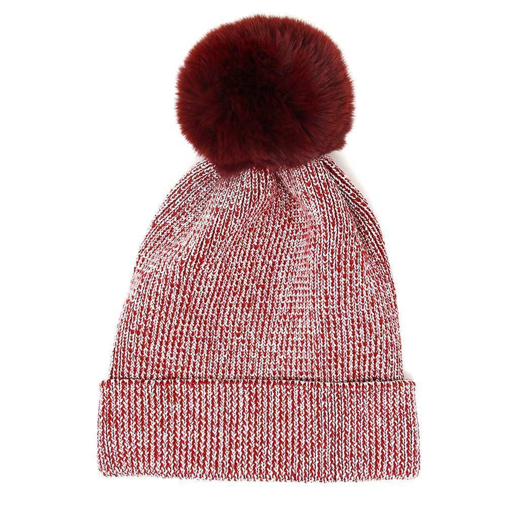 Metallic Thread Pompom Beanie Hat - Jewelry Store by Erik Rayo