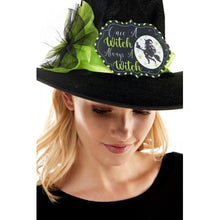 Load image into Gallery viewer, Trick Or Treat Message Halloween Witch Hat
