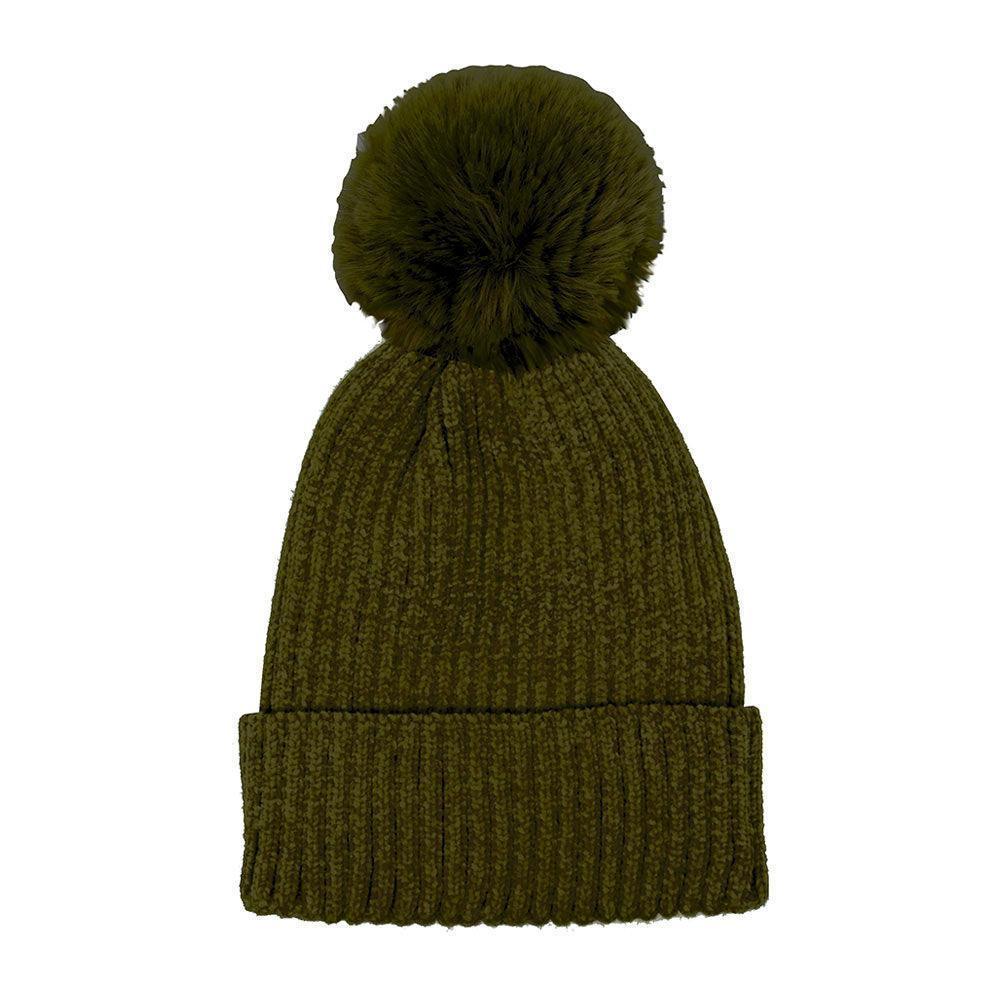 Solid Chenille Pom Pom Beanie Hat - Jewelry Store by Erik Rayo
