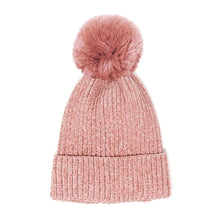 Load image into Gallery viewer, Solid Chenille Pom Pom Beanie Hat
