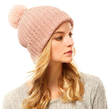 Load image into Gallery viewer, Solid Chenille Pom Pom Beanie Hat
