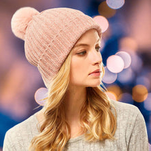 Load image into Gallery viewer, Solid Chenille Pom Pom Beanie Hat
