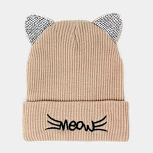 Load image into Gallery viewer, Meow Stone Cat Ear Solid Beanie Hat
