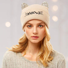 Load image into Gallery viewer, Meow Stone Cat Ear Solid Beanie Hat
