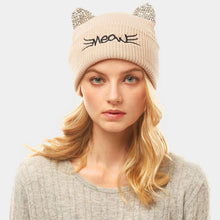 Load image into Gallery viewer, Meow Stone Cat Ear Solid Beanie Hat
