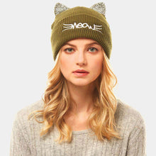 Load image into Gallery viewer, Meow Stone Cat Ear Solid Beanie Hat
