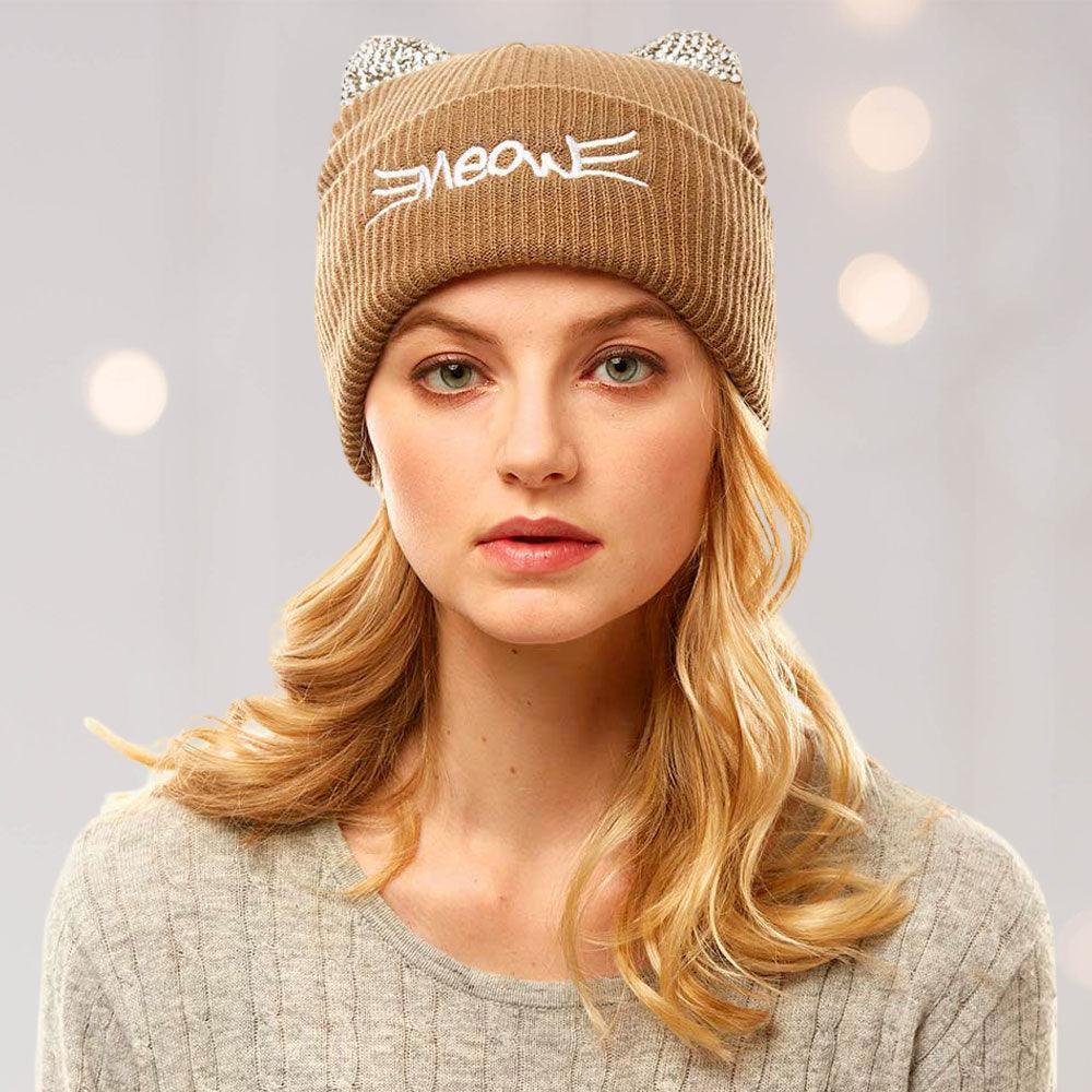 Meow Stone Cat Ear Solid Beanie Hat - Jewelry Store by Erik Rayo