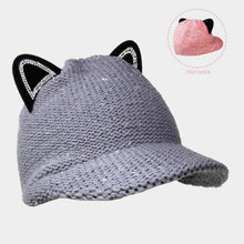 Load image into Gallery viewer, Solid Cat Ear Slouchy Newboy Cap
