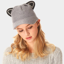 Load image into Gallery viewer, Solid Cat Ear Slouchy Newboy Cap
