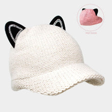 Load image into Gallery viewer, Solid Cat Ear Slouchy Newboy Cap
