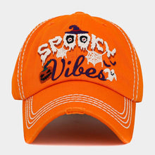 Load image into Gallery viewer, Spooky Vibes Message Witch Hat Pumpkin Ghost Pointed Vintage Baseball Cap
