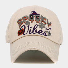 Load image into Gallery viewer, Spooky Vibes Message Witch Hat Pumpkin Ghost Pointed Vintage Baseball Cap
