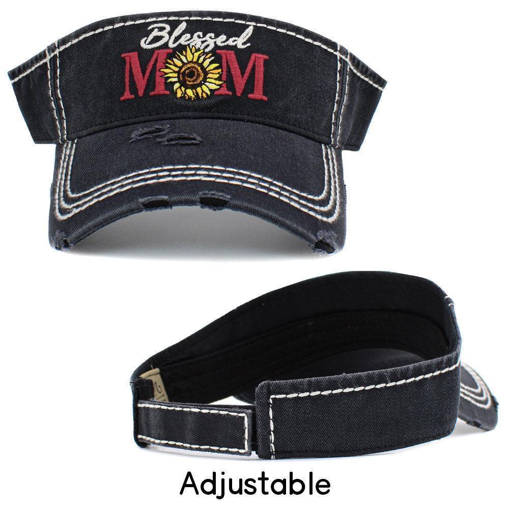 Blessed Mom Sunflower Vintage Visor Hat - Jewelry Store by Erik Rayo