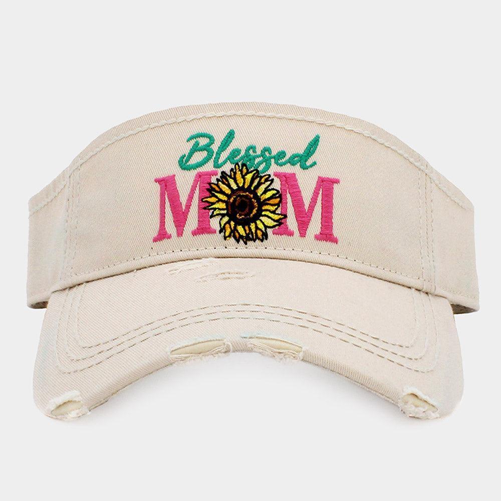 Blessed Mom Sunflower Vintage Visor Hat - Jewelry Store by Erik Rayo