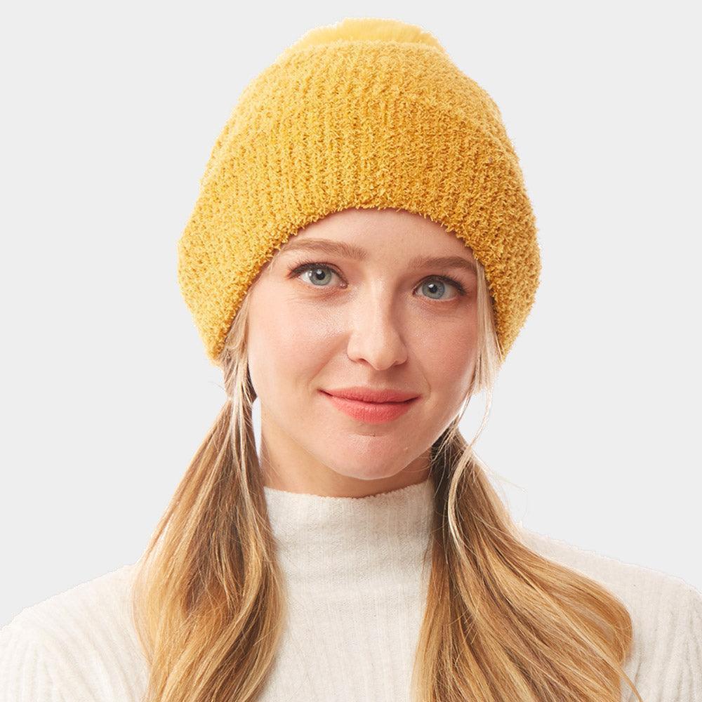 Solid Pom Pom Soft Fluffy Beanie Hat - Jewelry Store by Erik Rayo