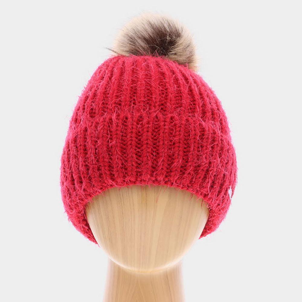 Faux Fur Pom Pom Cuffed Single Layered Beanie Hat - Jewelry Store by Erik Rayo