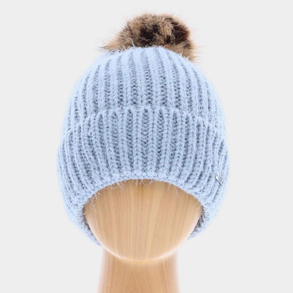 Faux Fur Pom Pom Cuffed Single Layered Beanie Hat - Jewelry Store by Erik Rayo