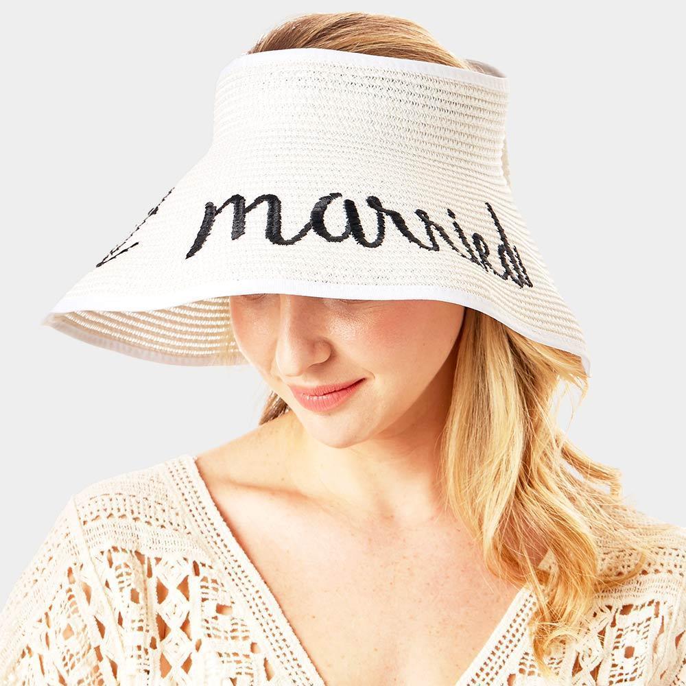 just married Message Roll Up Foldable Visor Sun Hat - Jewelry Store by Erik Rayo