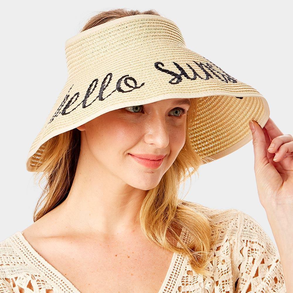 hello sunshine Message Roll Up Foldable Visor Sun Hat - Jewelry Store by Erik Rayo