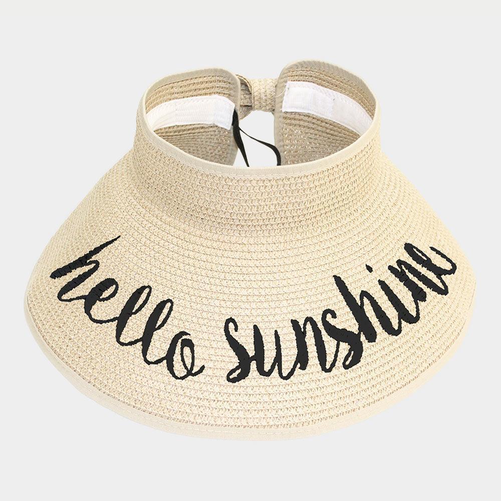 hello sunshine Message Roll Up Foldable Visor Sun Hat - Jewelry Store by Erik Rayo
