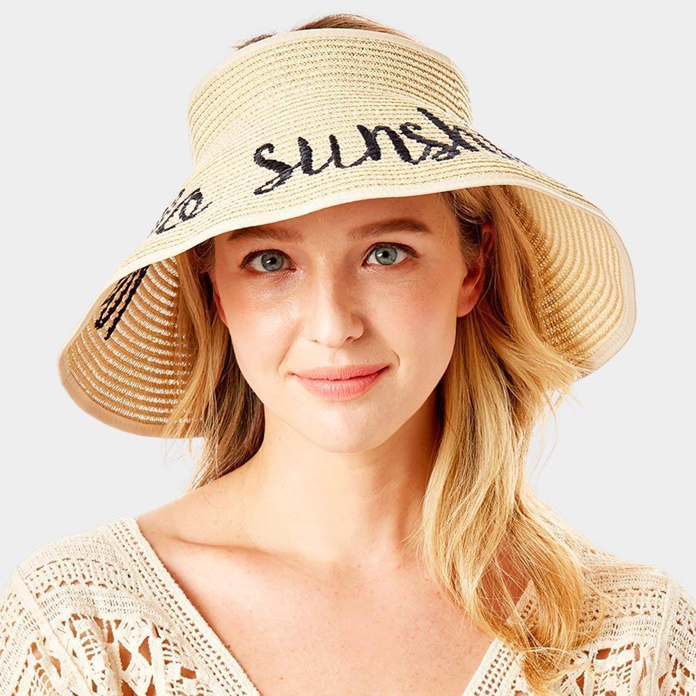 hello sunshine Message Roll Up Foldable Visor Sun Hat - Jewelry Store by Erik Rayo
