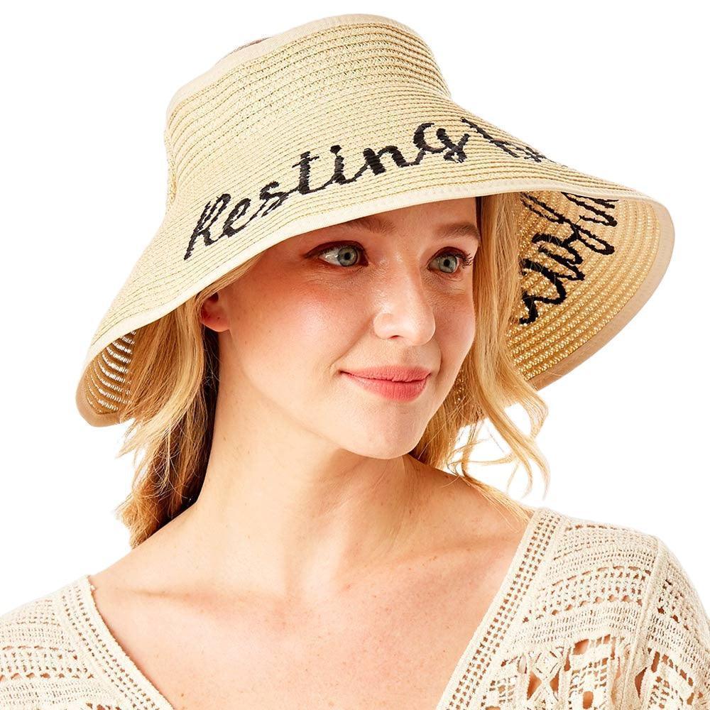Resting beach face Message Roll Up Foldable Visor Sun Hat - Jewelry Store by Erik Rayo