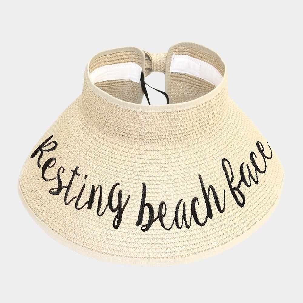 Resting beach face Message Roll Up Foldable Visor Sun Hat - Jewelry Store by Erik Rayo
