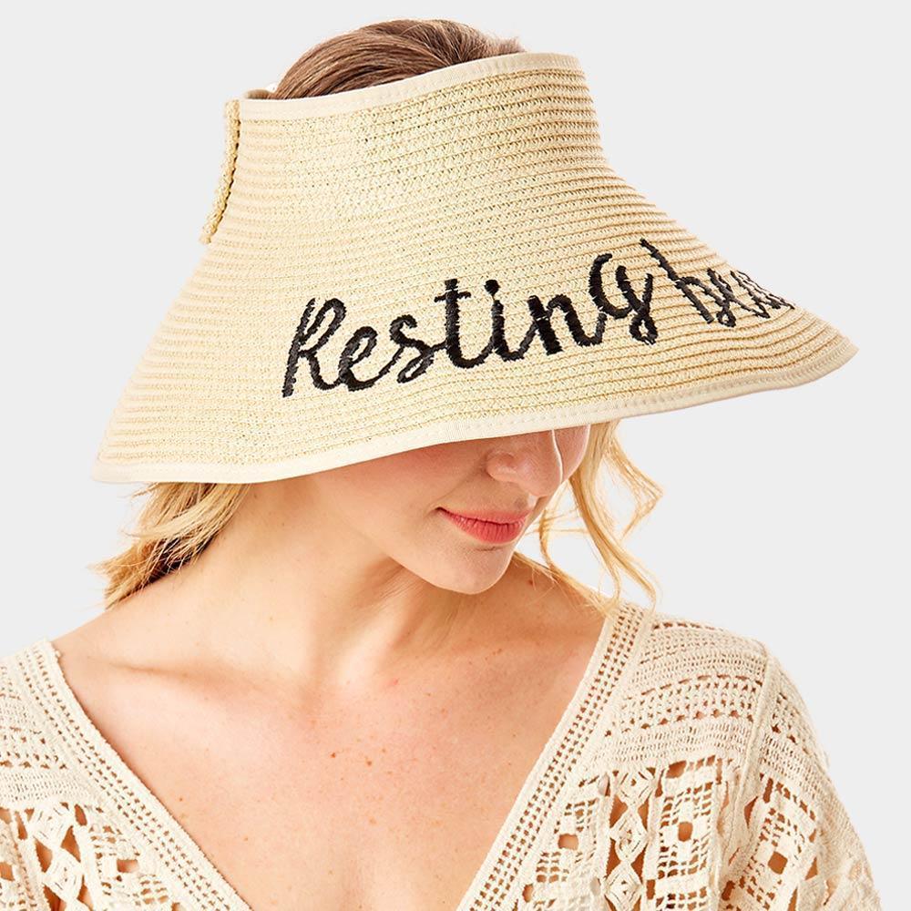 Resting beach face Message Roll Up Foldable Visor Sun Hat - Jewelry Store by Erik Rayo