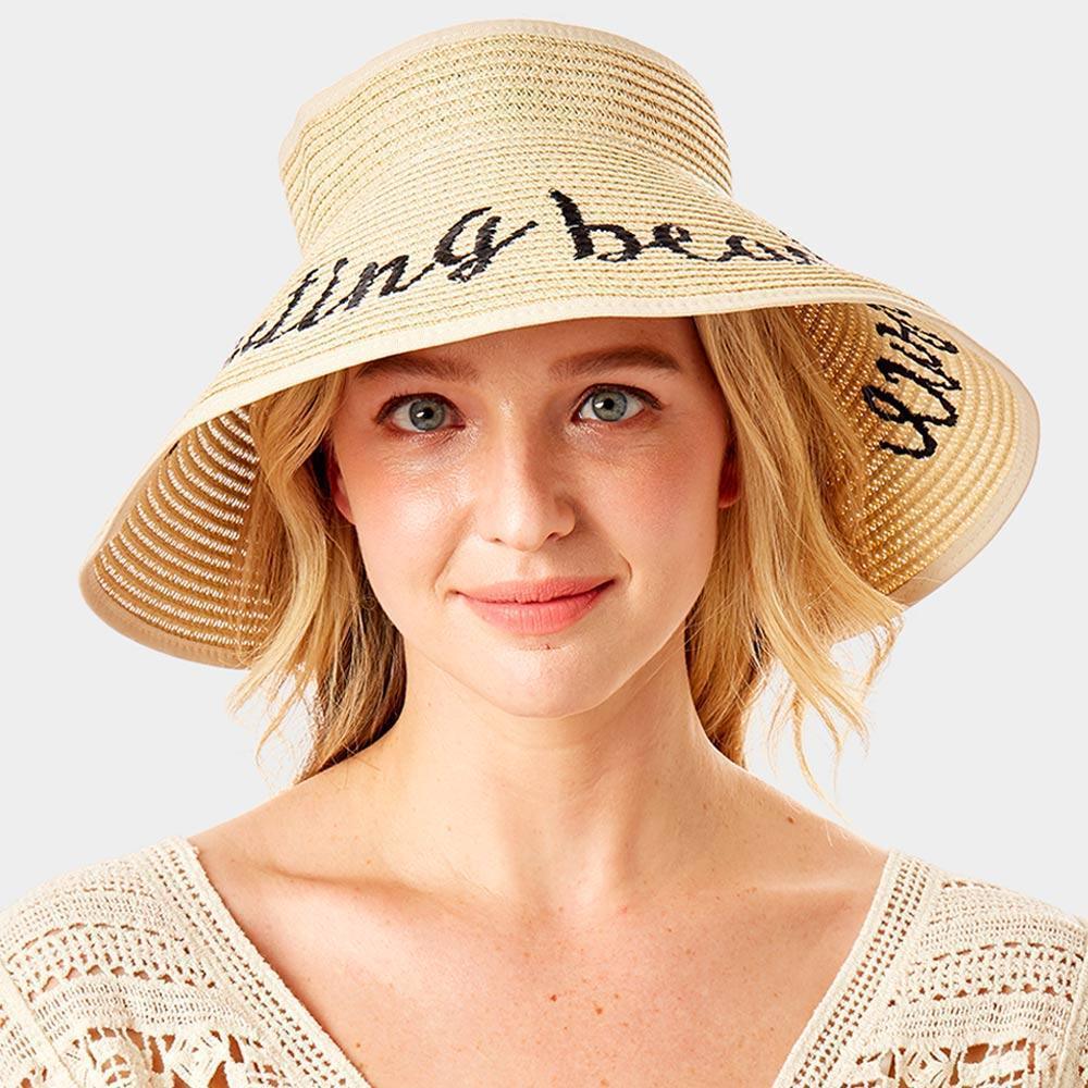 Resting beach face Message Roll Up Foldable Visor Sun Hat - Jewelry Store by Erik Rayo