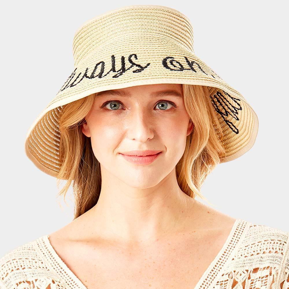 Always on vacay Message Roll Up Foldable Visor Sun Hat - Jewelry Store by Erik Rayo