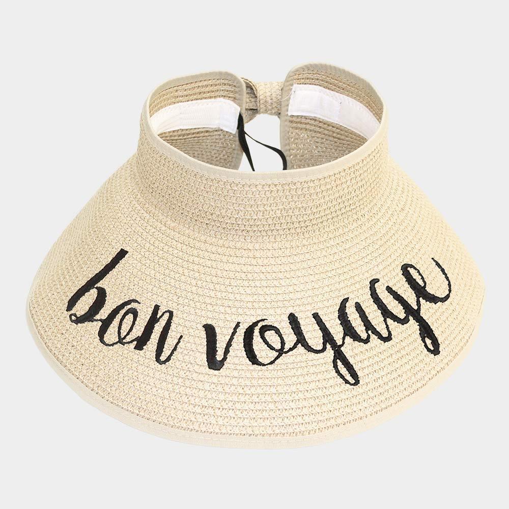 bon voyage Message Roll Up Foldable Visor Sun Hat - Jewelry Store by Erik Rayo