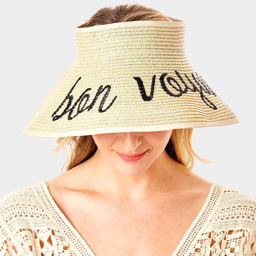 bon voyage Message Roll Up Foldable Visor Sun Hat - Jewelry Store by Erik Rayo