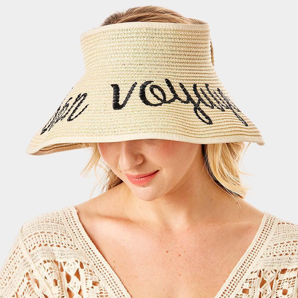 bon voyage Message Roll Up Foldable Visor Sun Hat - Jewelry Store by Erik Rayo