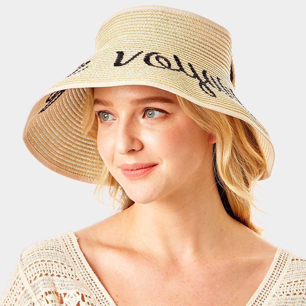 bon voyage Message Roll Up Foldable Visor Sun Hat - Jewelry Store by Erik Rayo