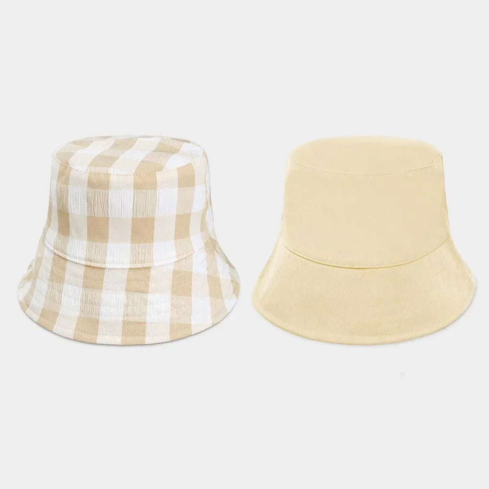 Wired Brim Plaid Check Patterned Reversible Bucket Hat - Jewelry Store by Erik Rayo