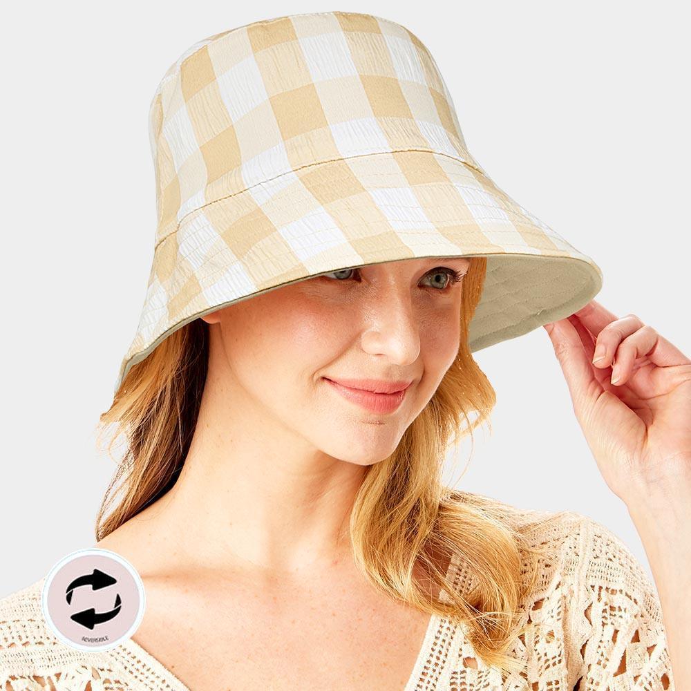 Wired Brim Plaid Check Patterned Reversible Bucket Hat - Jewelry Store by Erik Rayo