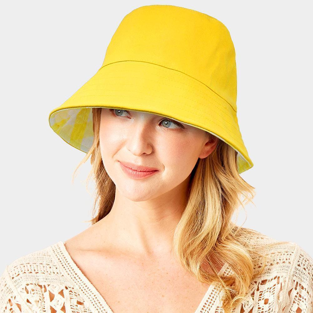 Wired Brim Plaid Check Patterned Reversible Bucket Hat - Jewelry Store by Erik Rayo