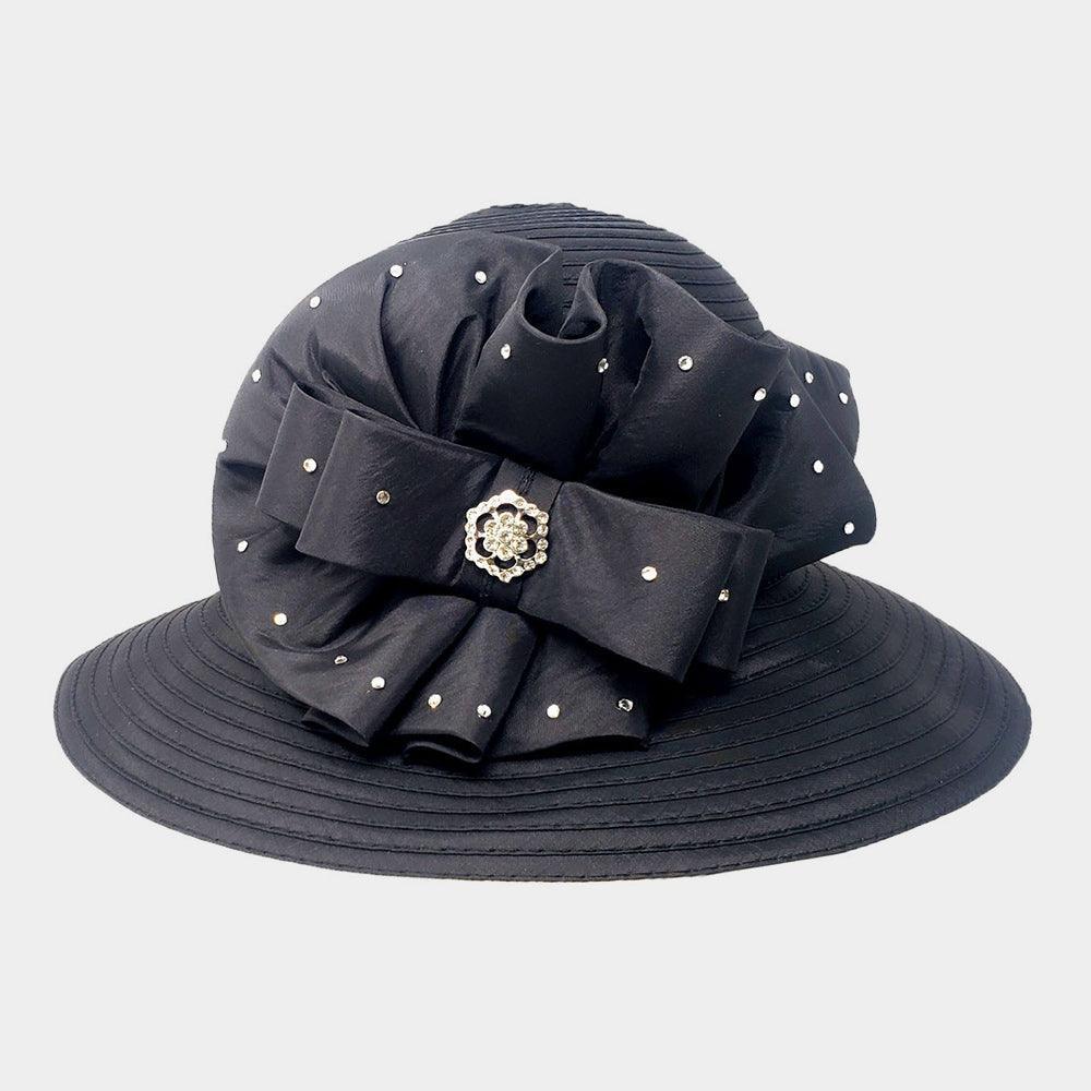 Stone Embellished Bow Accented Dressy Hat - Jewelry Store by Erik Rayo
