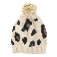 Load image into Gallery viewer, Soft Fuzzy Leopard Print Beanie Hat With Pom Pom
