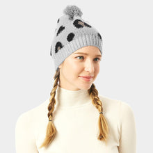 Load image into Gallery viewer, Soft Fuzzy Leopard Print Beanie Hat With Pom Pom
