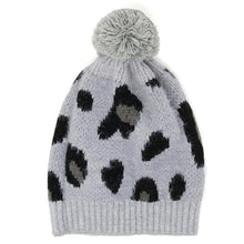 Load image into Gallery viewer, Soft Fuzzy Leopard Print Beanie Hat With Pom Pom
