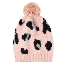 Load image into Gallery viewer, Soft Fuzzy Leopard Print Beanie Hat With Pom Pom
