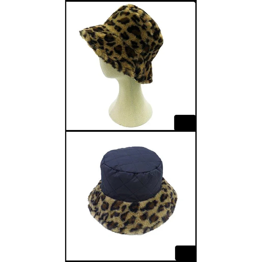 Leopard Patterned Soft Faux Fur Bucket Hat - Jewelry Store by Erik Rayo