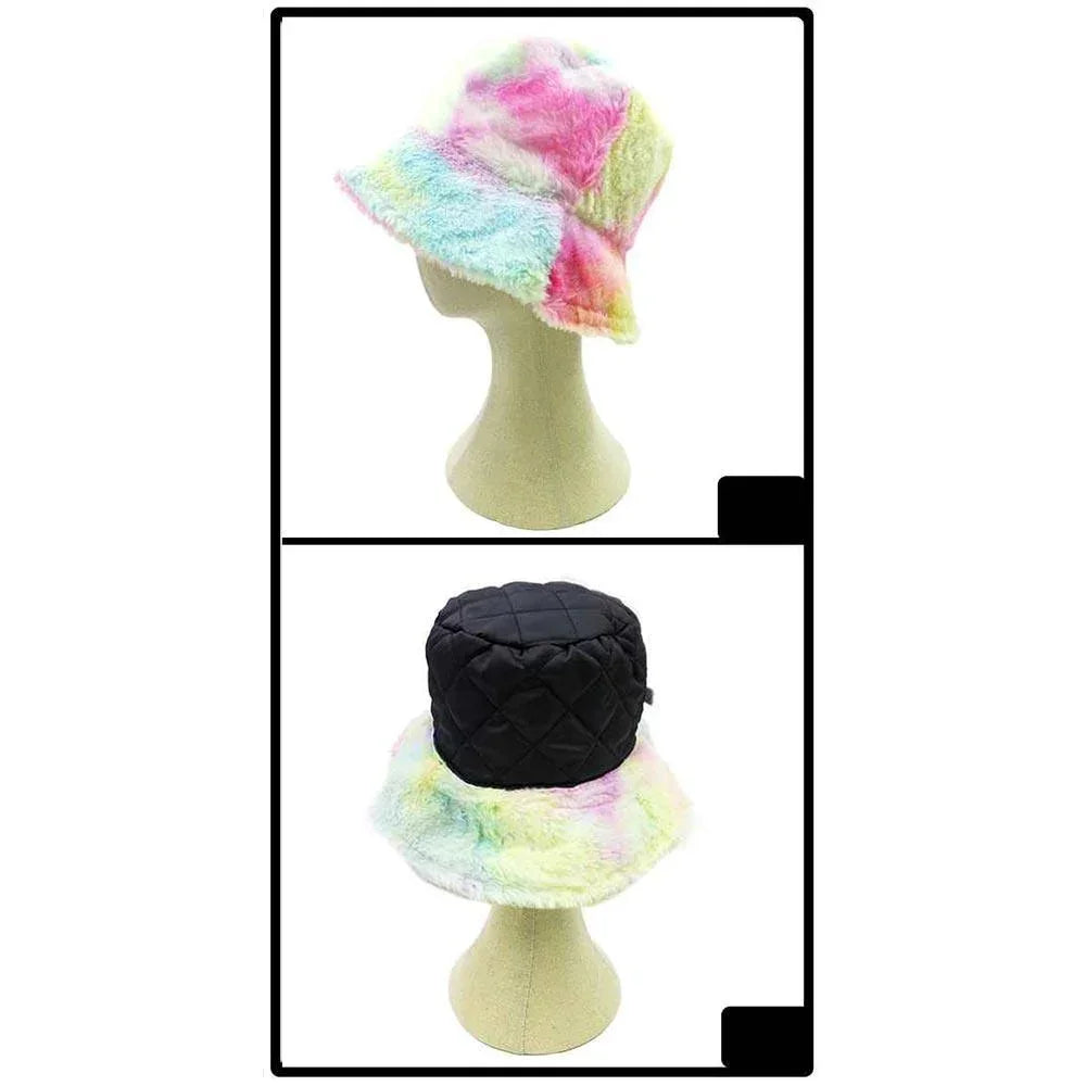 Reversible Colorful Soft Faux Fur Bucket Hat - Jewelry Store by Erik Rayo
