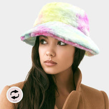 Load image into Gallery viewer, Reversible Colorful Soft Faux Fur Bucket Hat
