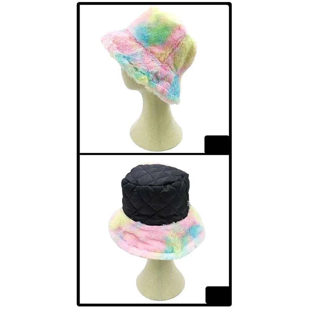 Reversible Colorful Soft Faux Fur Bucket Hat - Jewelry Store by Erik Rayo
