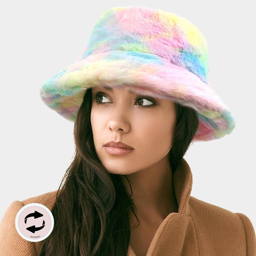Reversible Colorful Soft Faux Fur Bucket Hat - Jewelry Store by Erik Rayo